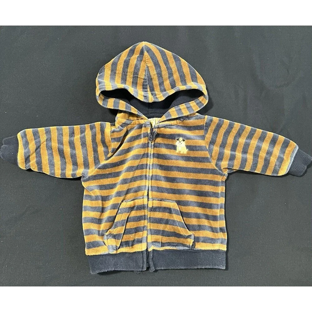 Carter’s Baby Hoodie Velvety Brown With dog Logo On Left Side 3 Months Old